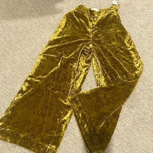 Anthropologie Gold Velvet Trousers
